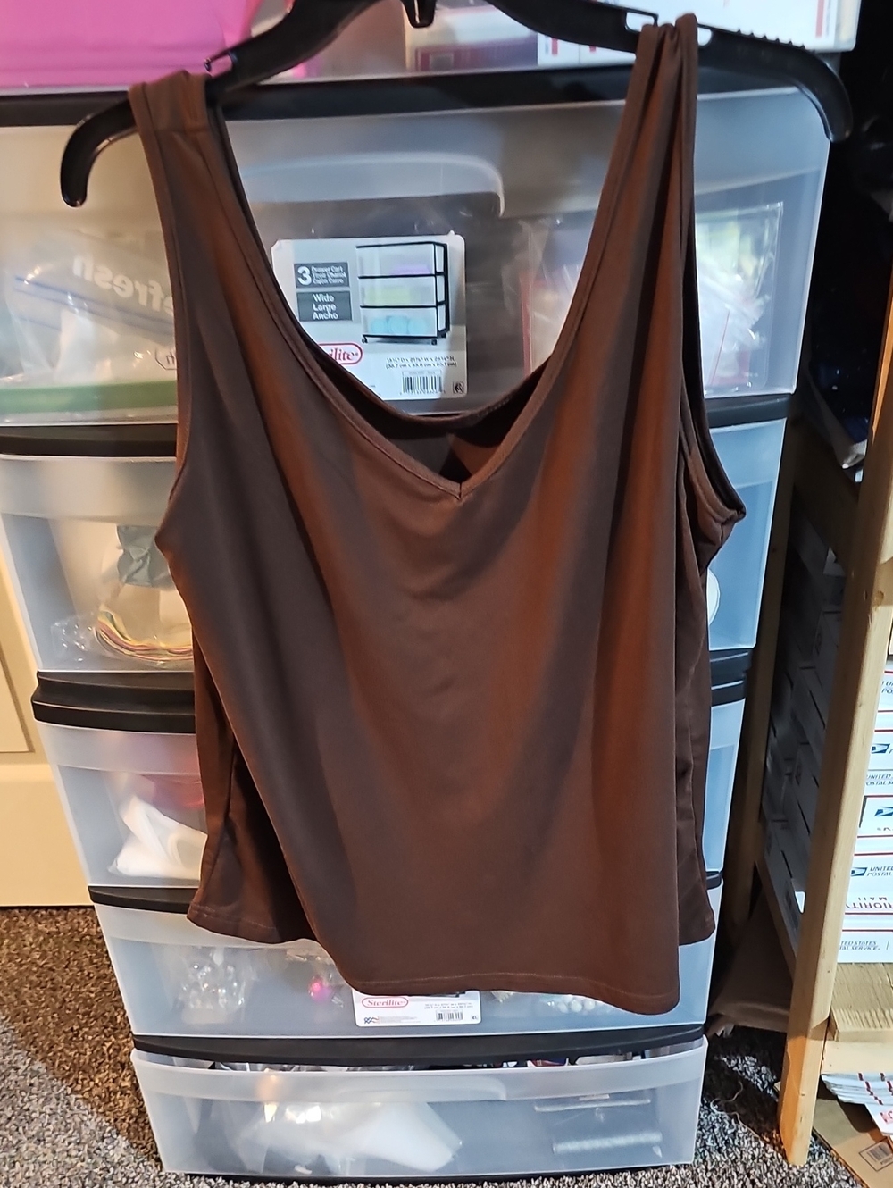 Women's Brown V-Neck Tank Topxxl
